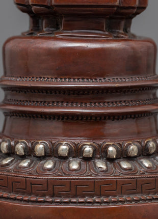 Silver Plated Stupa | Himalayan Art