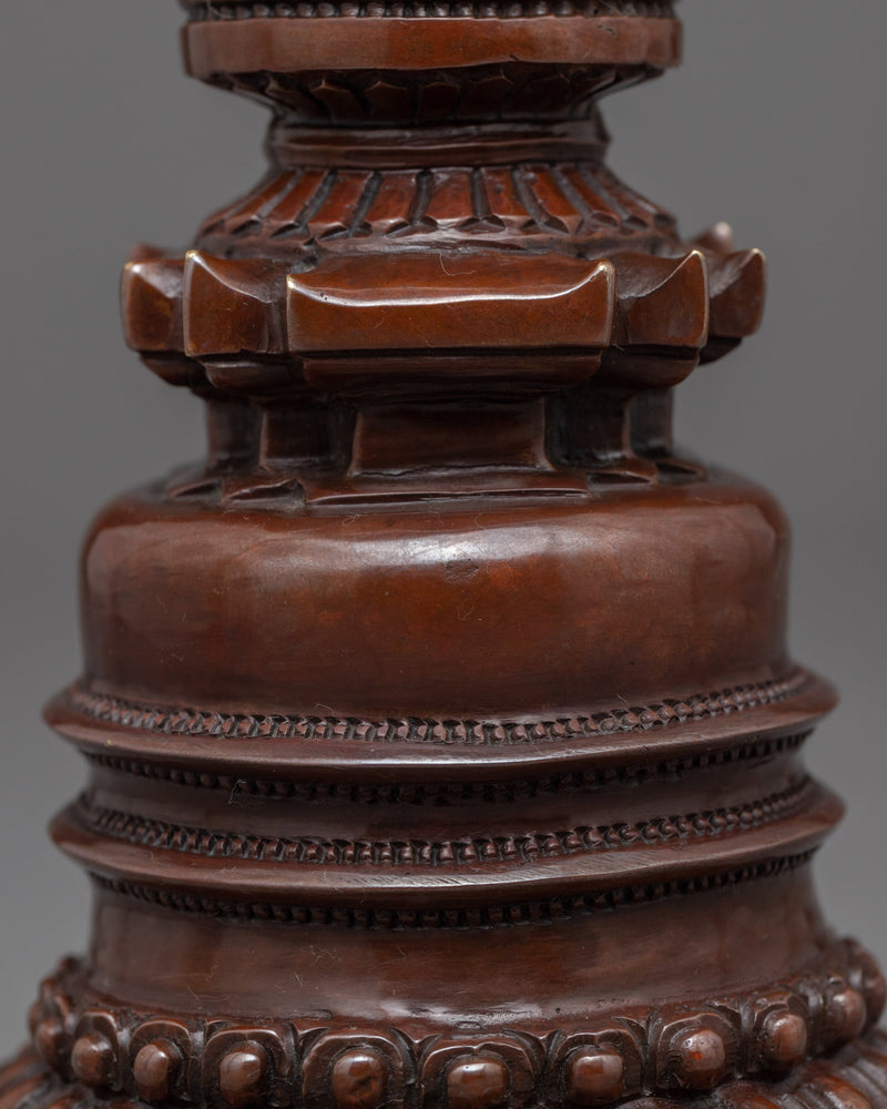 Tibetan Buddhist Kadampa Stupa | Traditionally Oxidized Copper Stupa