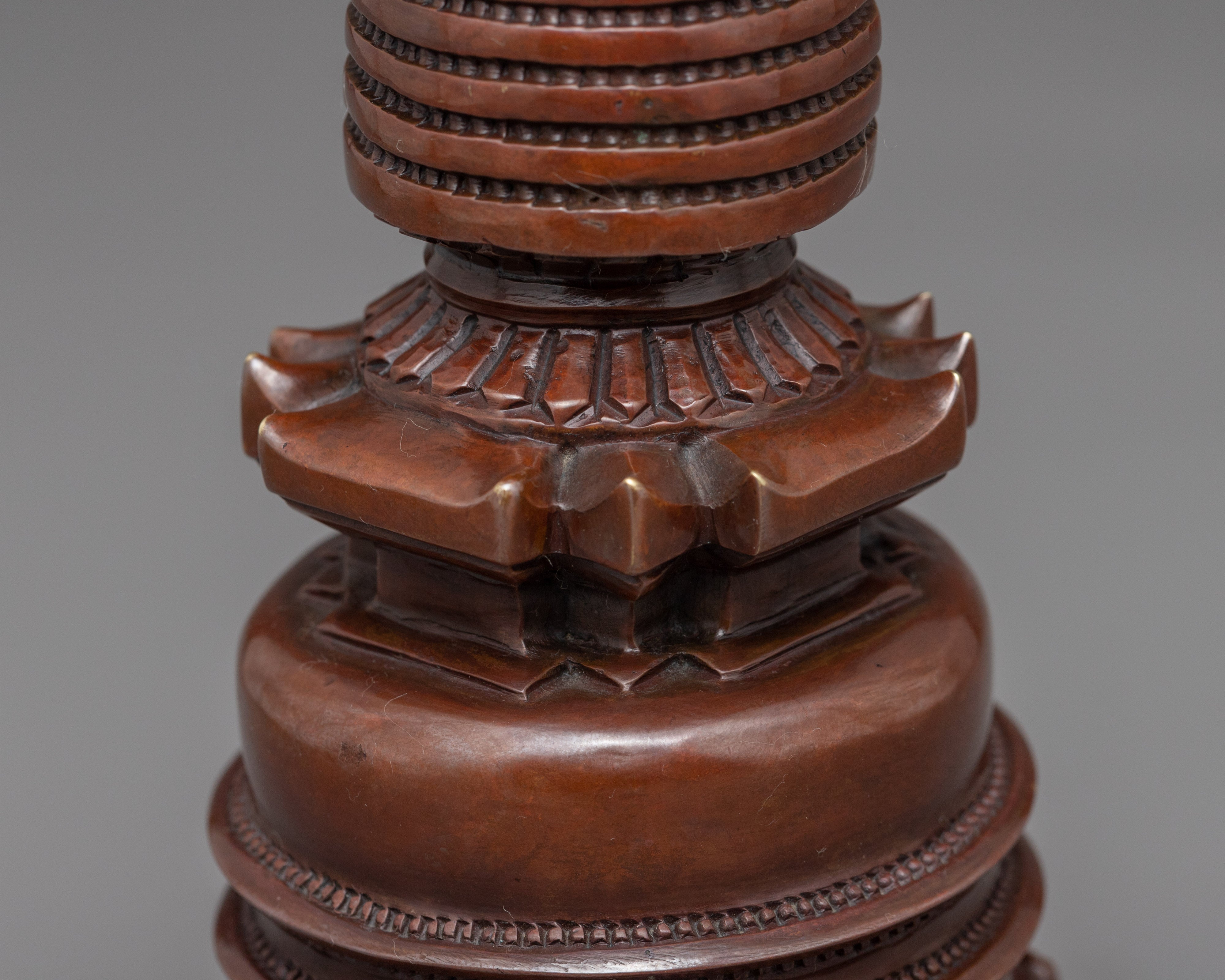 Tibetan Buddhist Kadampa Stupa | Traditionally Oxidized Copper Stupa