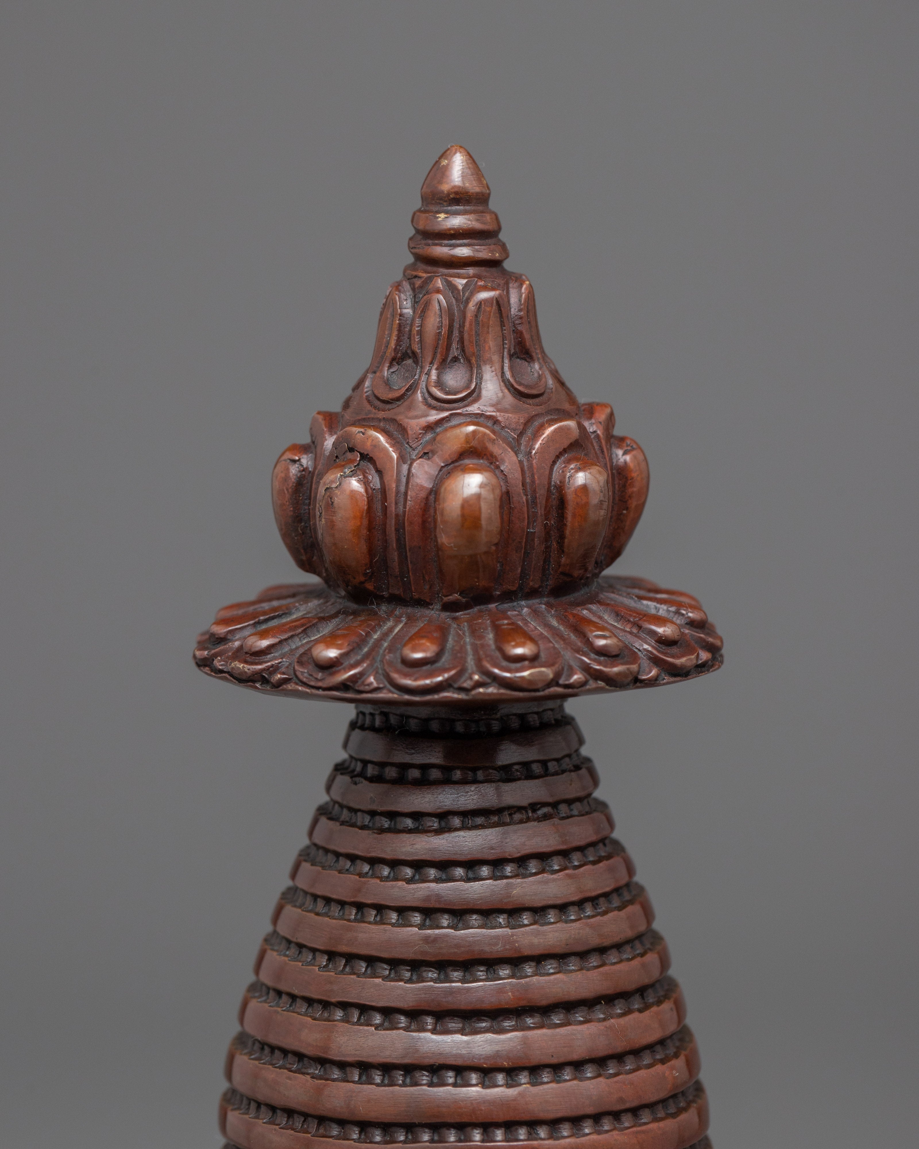 Tibetan Buddhist Kadampa Stupa | Traditionally Oxidized Copper Stupa