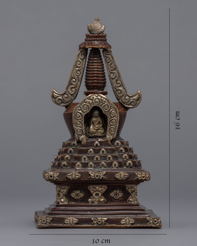 Buddhist Stupa Set | Silver Plated Stupa
