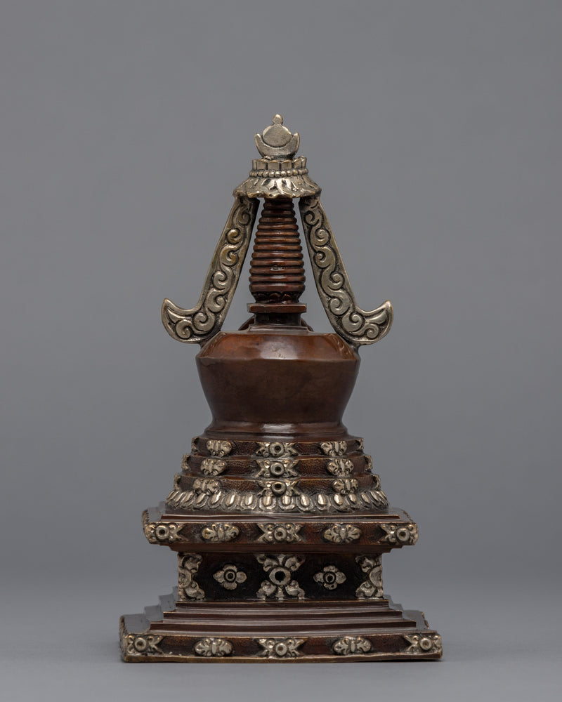 Buddhist Stupa For Home Decor | Silver Plated Stupa