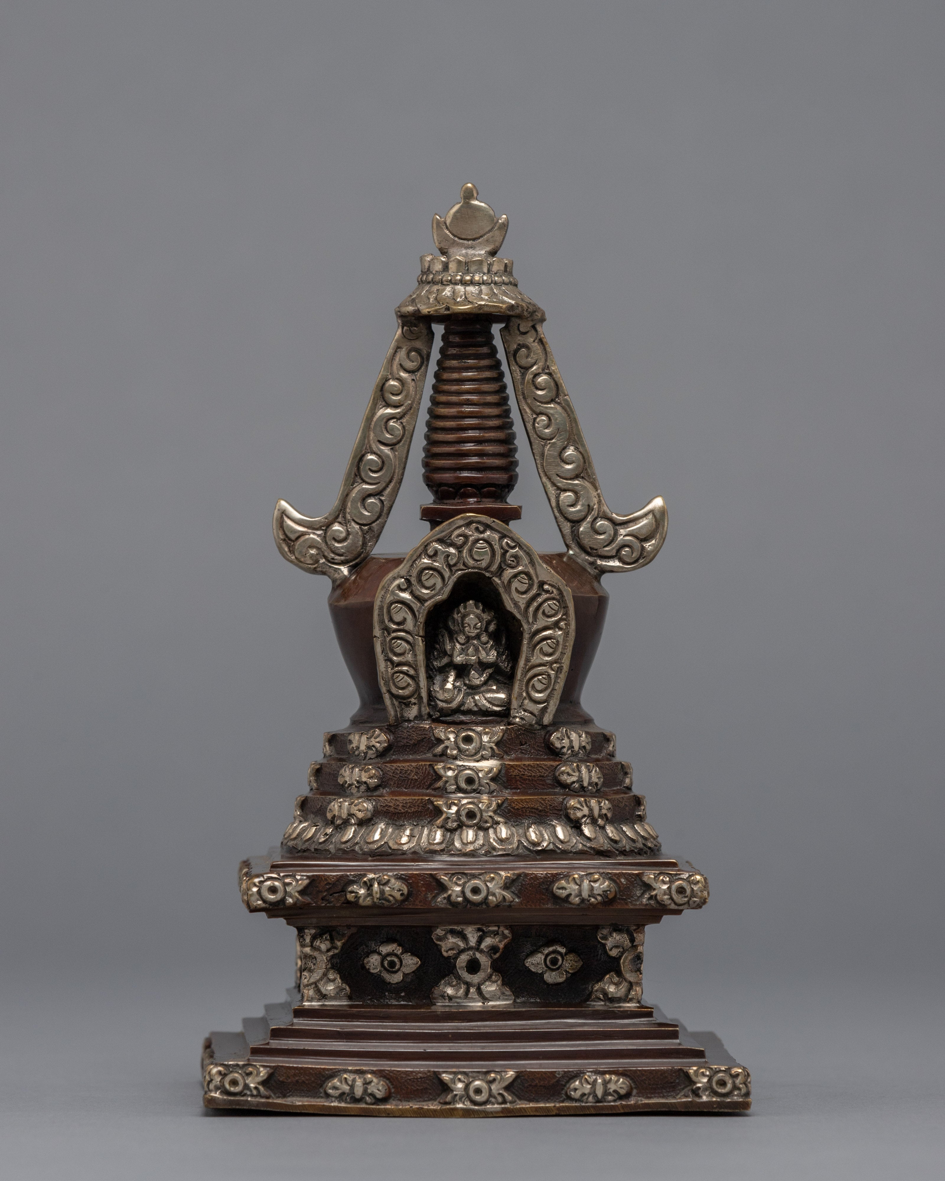 Buddhist Stupa Set | Silver Plated Stupa