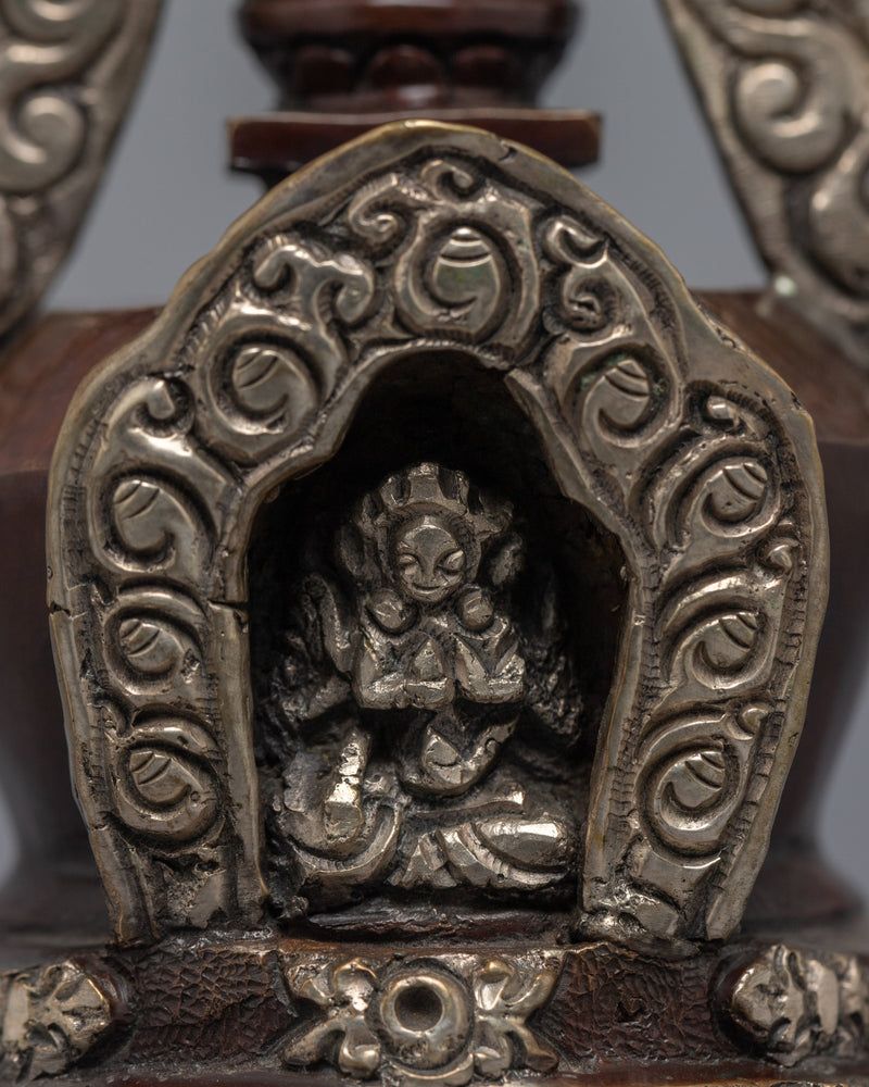 Buddhist Stupa For Home Decor | Silver Plated Stupa