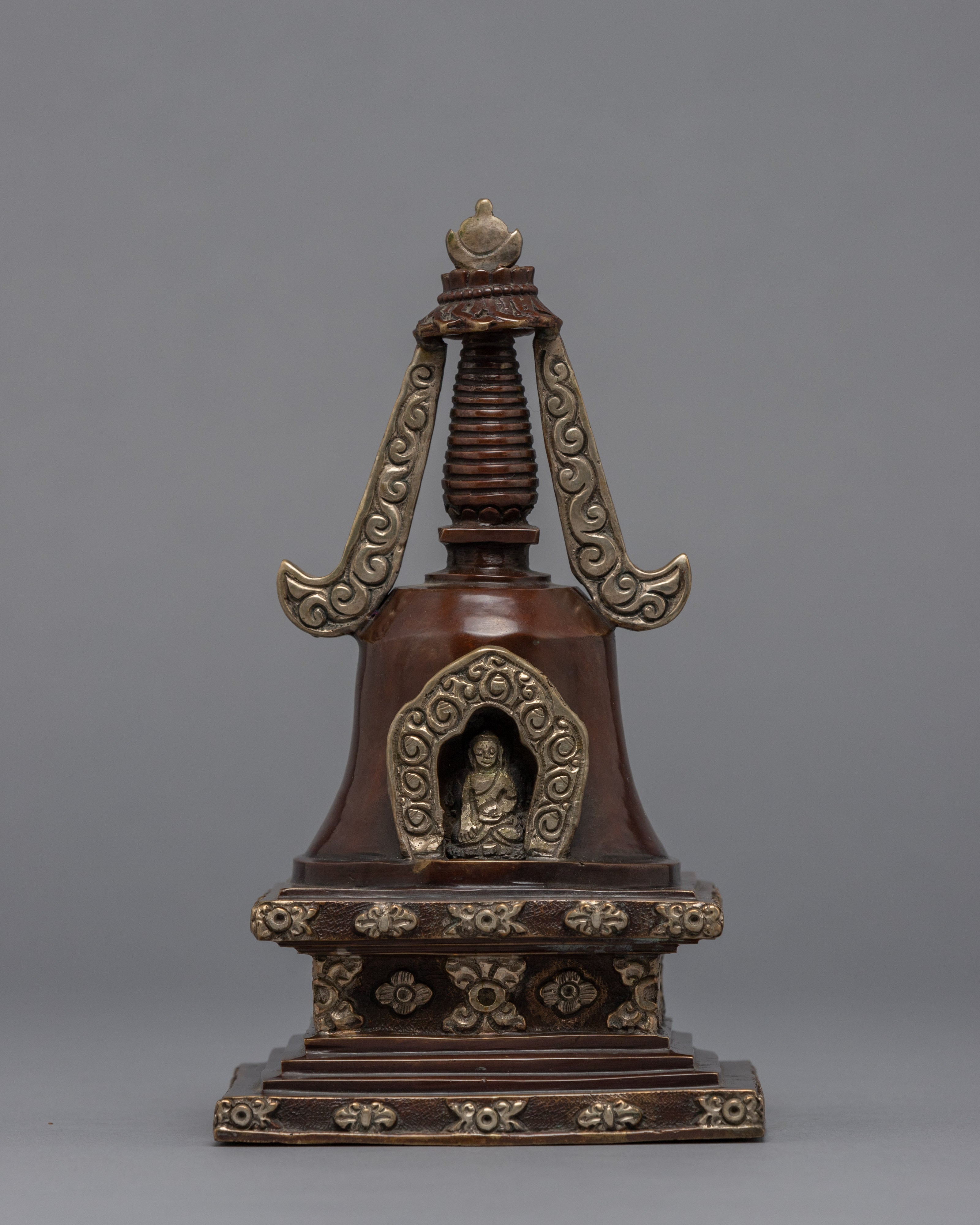 Buddhist Stupa Set | Silver Plated Stupa