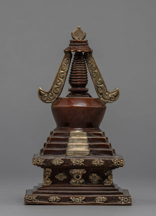 Tibetan Buddhist Stupa | Silver Plated Stupa