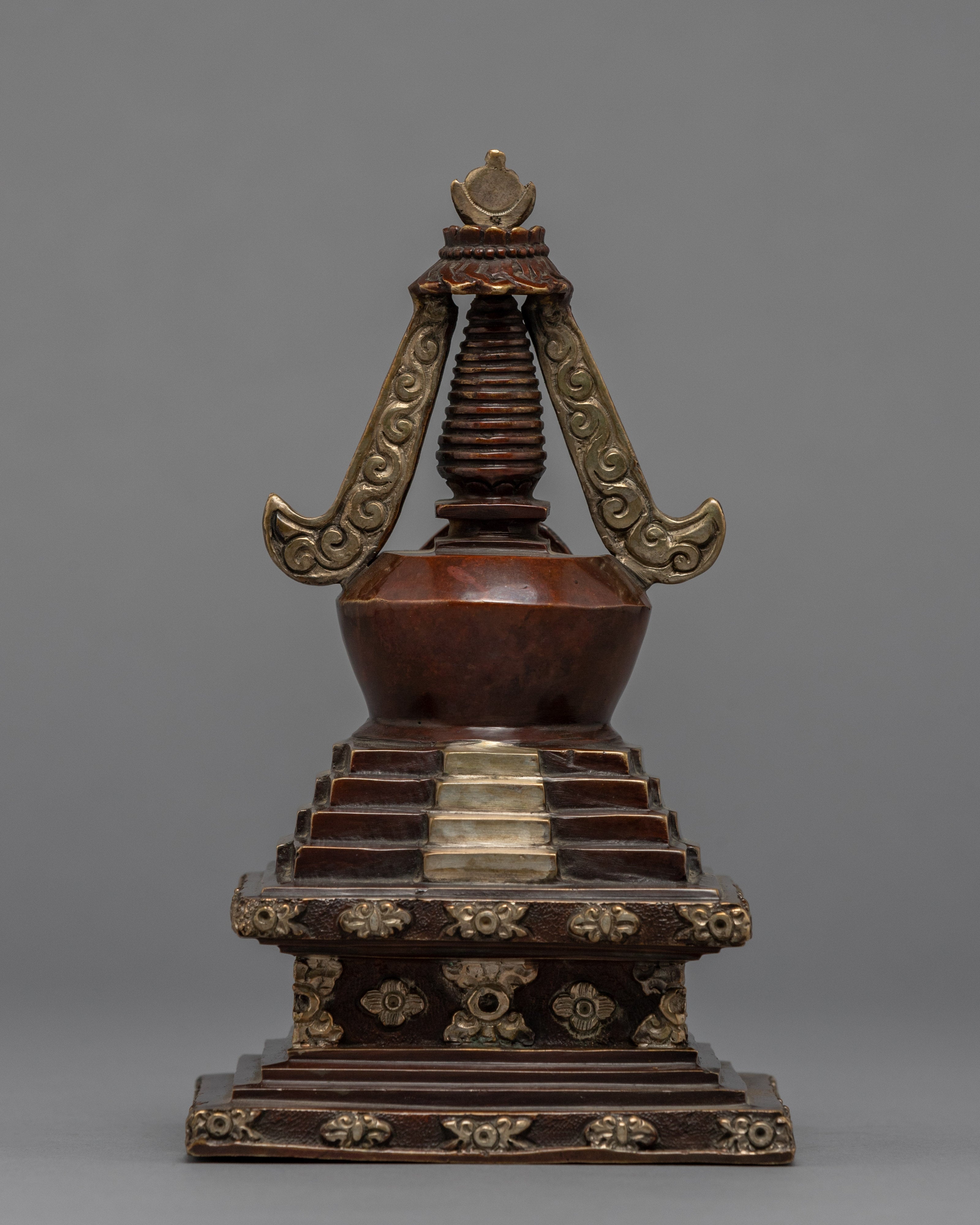 Tibetan Buddhist Stupa | Silver Plated Stupa
