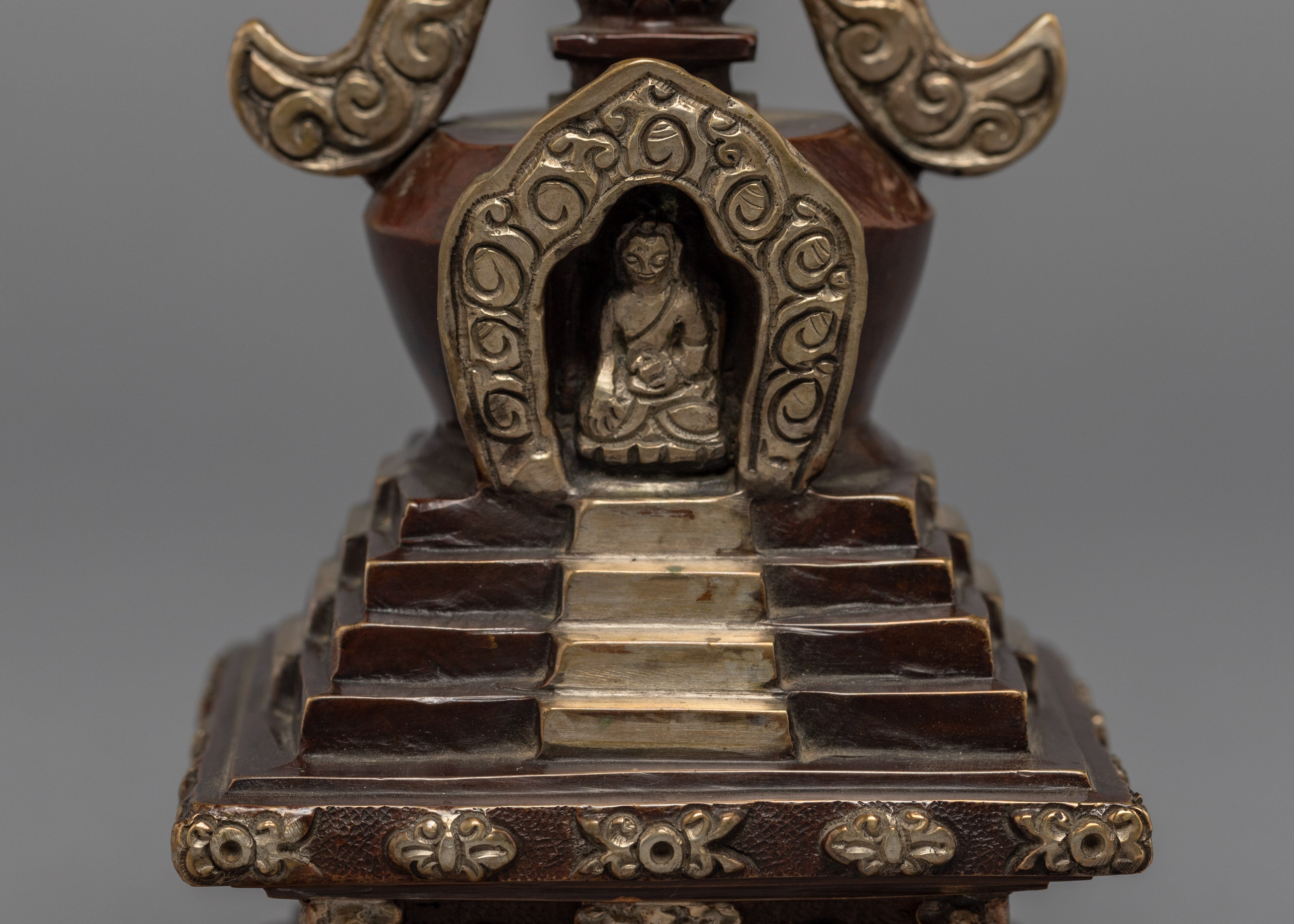Tibetan Buddhist Stupa | Silver Plated Stupa