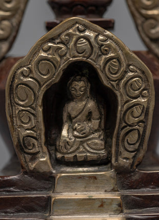 Tibetan Buddhist Stupa | Silver Plated Stupa