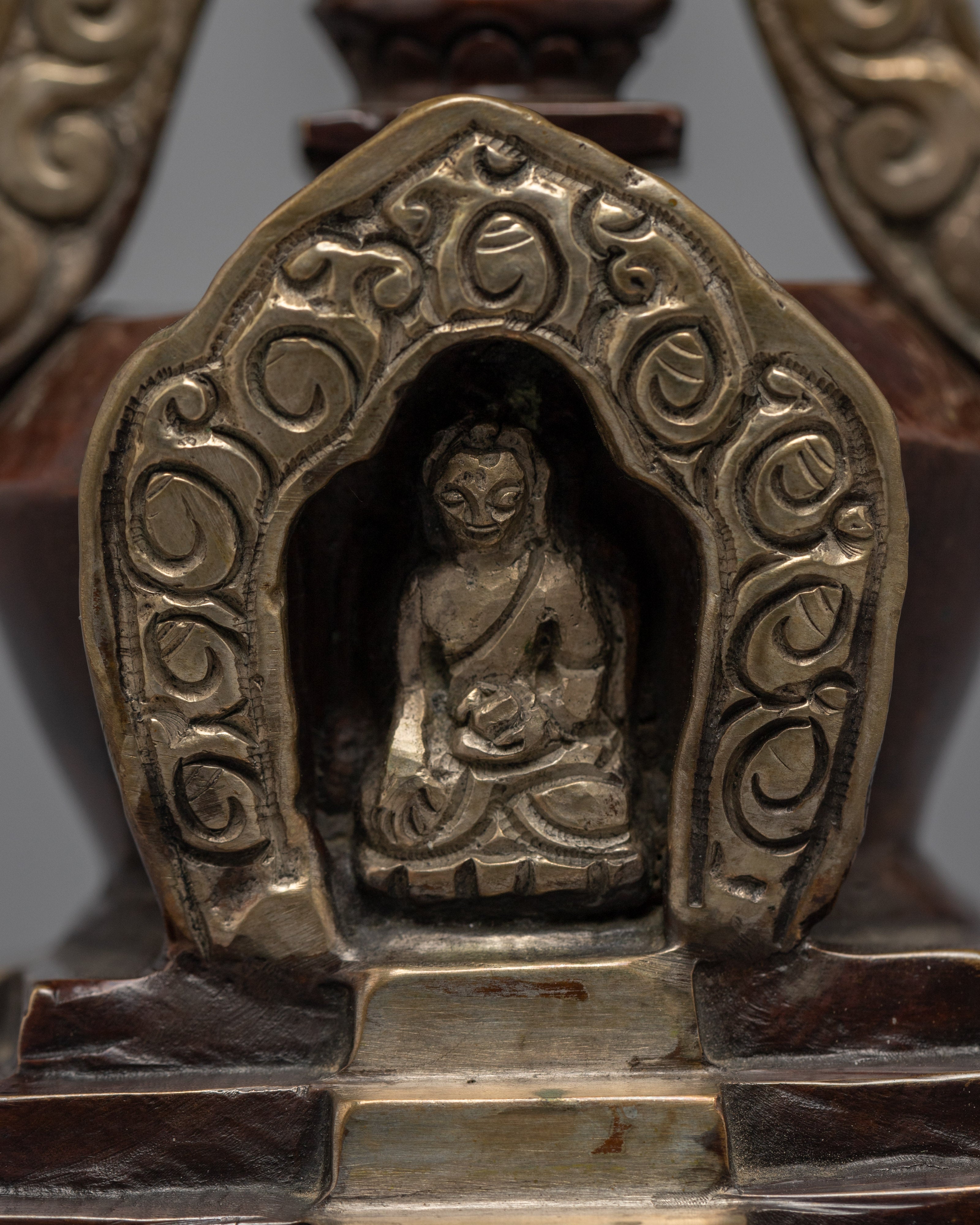 Tibetan Buddhist Stupa | Silver Plated Stupa