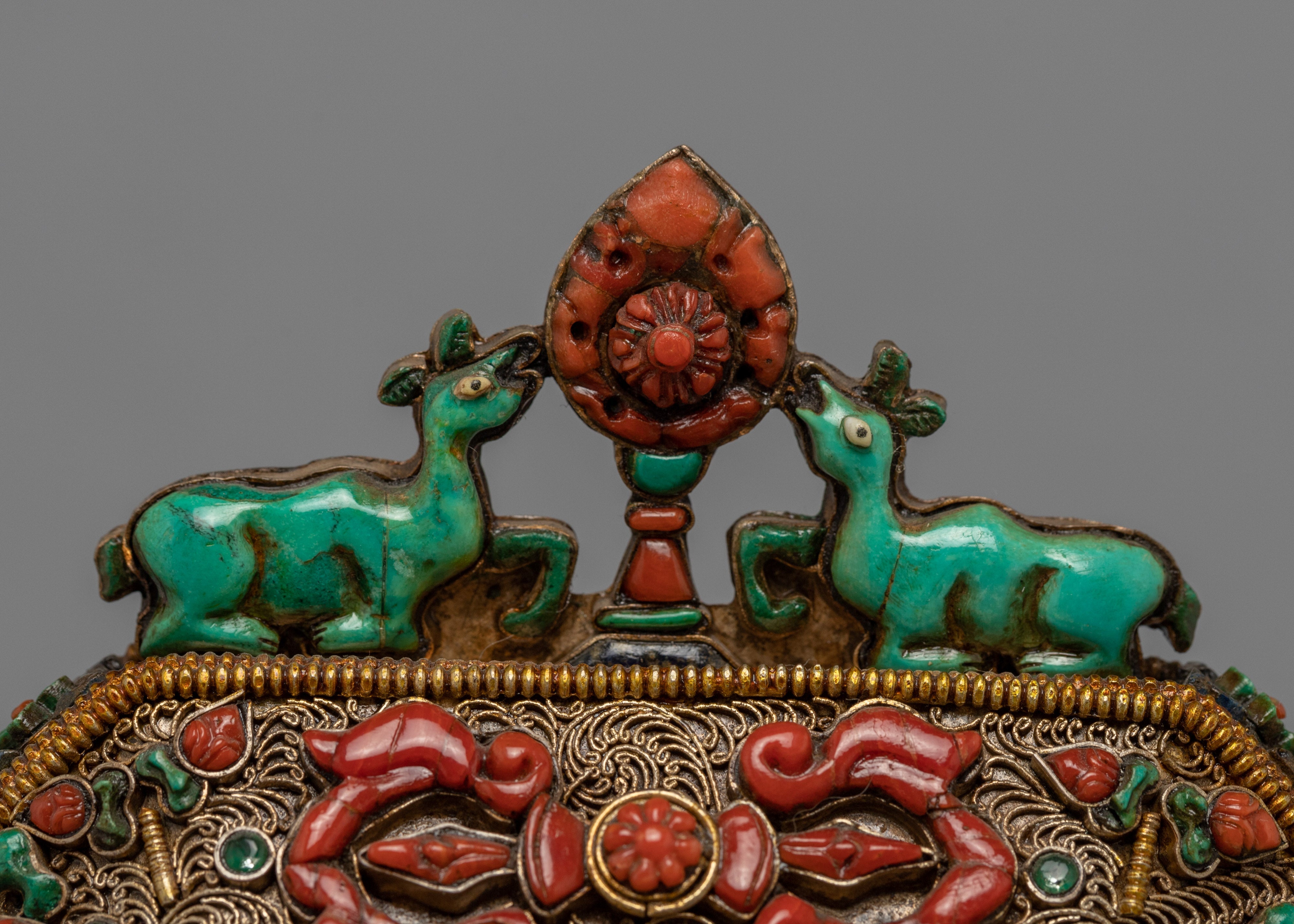 Tibetan Ghau Design with Statue | 24K Gold Plated