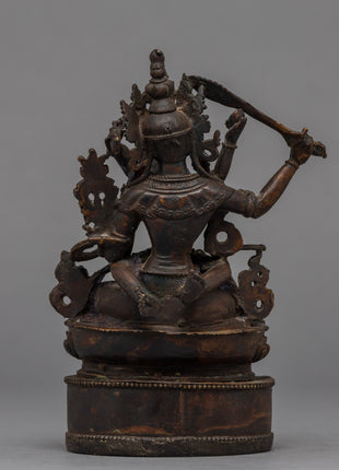Manjushri Boddhisattva Sculpture With Consort | Traditional Buddhist Art
