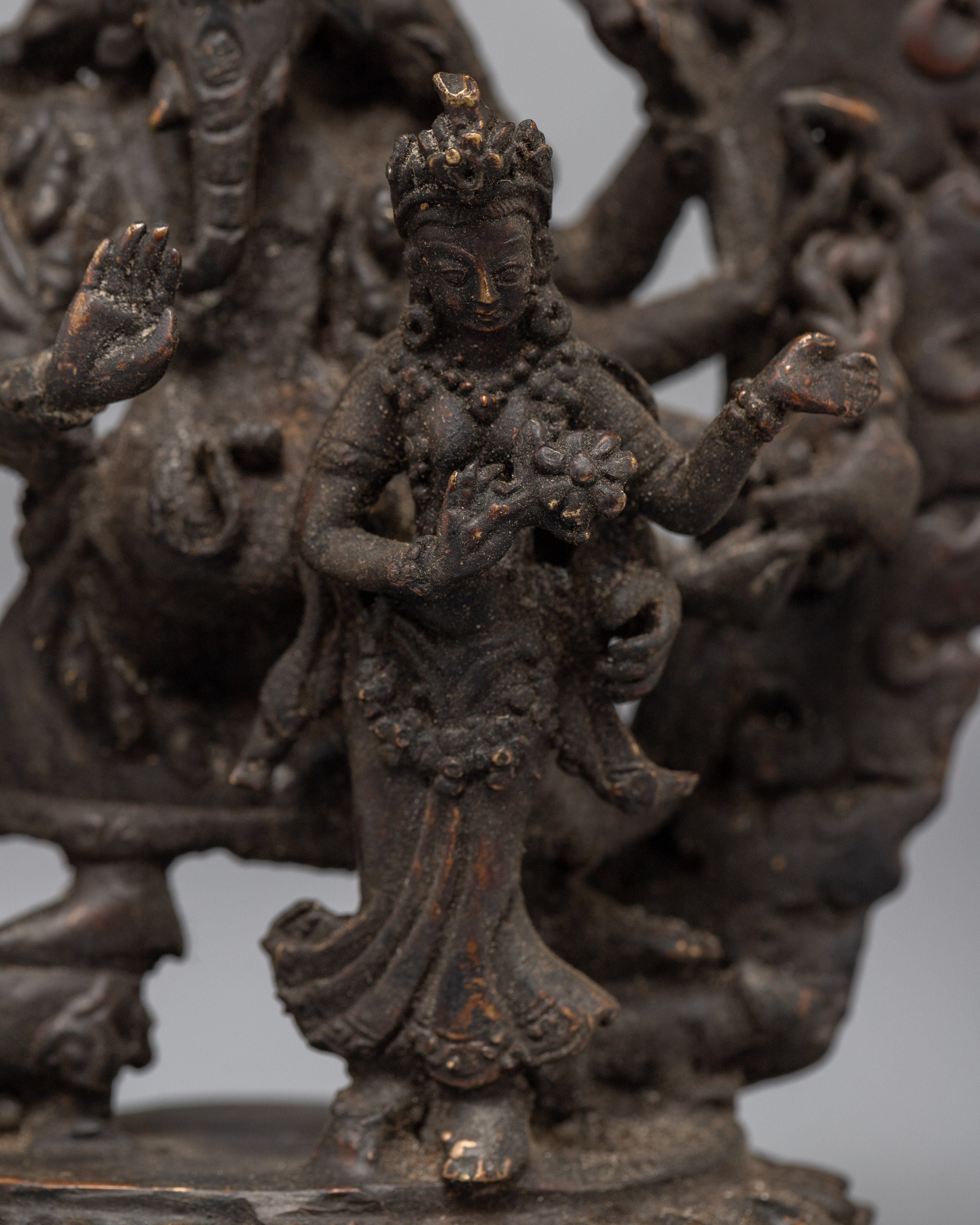 Antique Ganesh Statue | Copper Body Sculpture