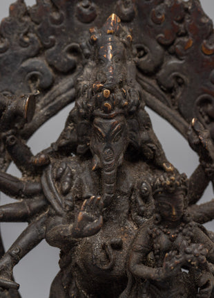 Antique Ganesh Statue | Copper Body Sculpture