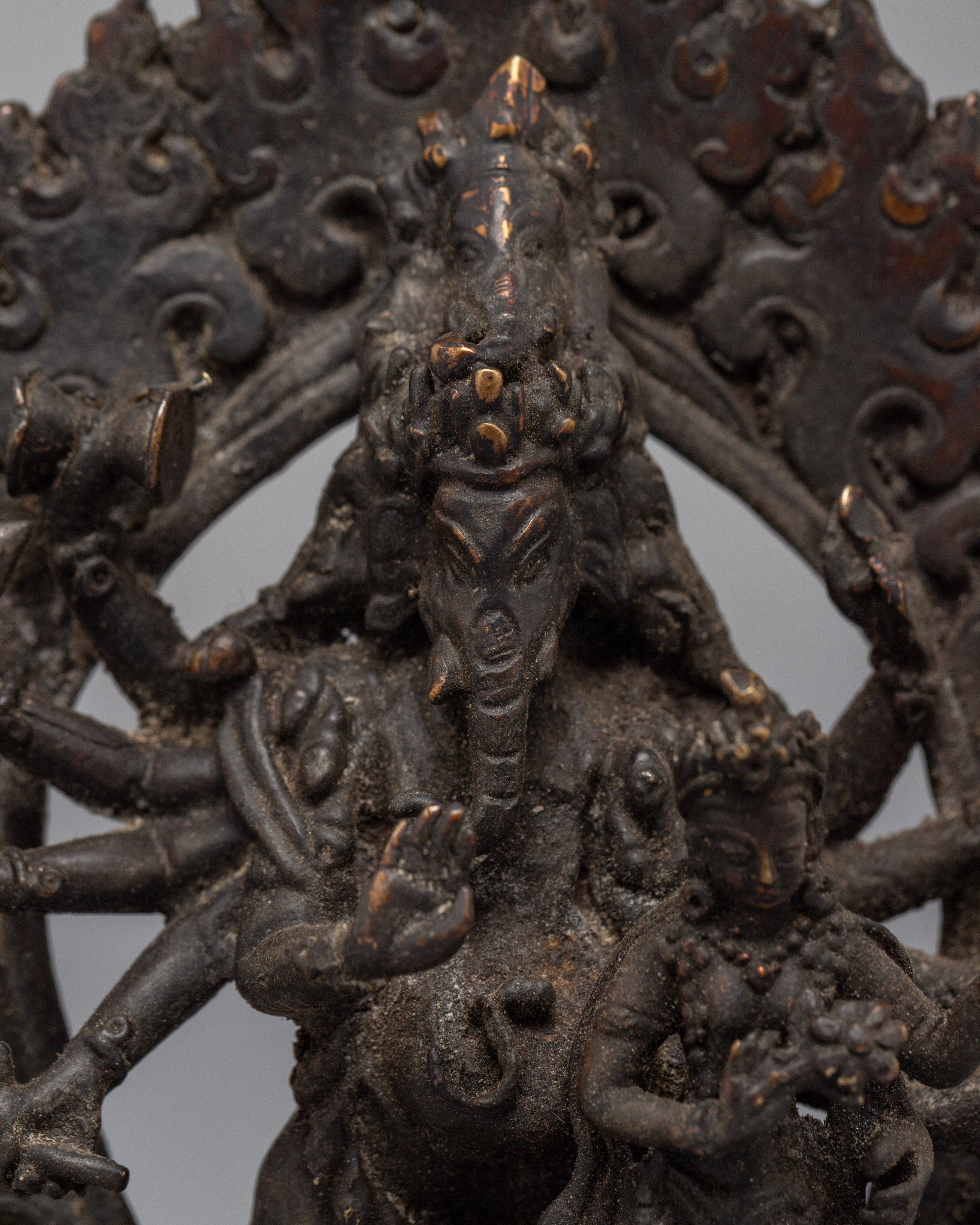 Antique Ganesh Statue | Copper Body Sculpture