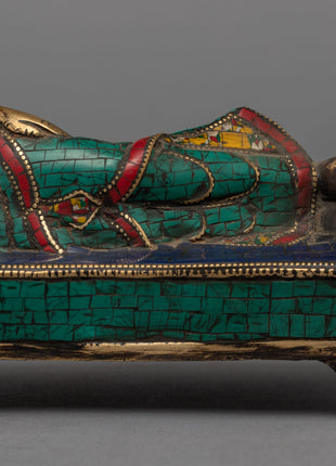 Sleeping Buddha Statue | Gemstones Embedded on Shakyamuni Buddha Sulpture