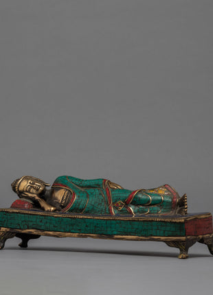 Sleeping Buddha Statue | Gemstones Embedded on Shakyamuni Buddha Sulpture