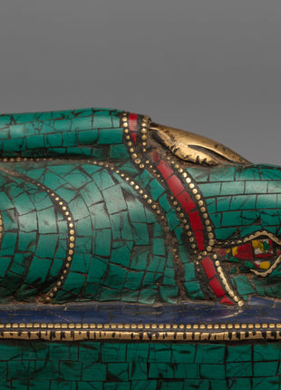 Sleeping Buddha Statue | Gemstones Embedded on Shakyamuni Buddha Sulpture