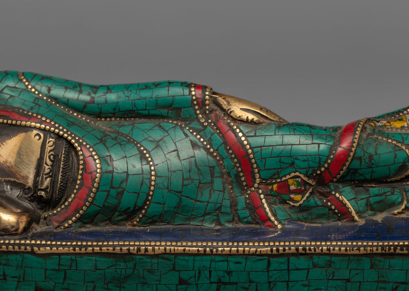 Sleeping Buddha Statue | Gemstones Embedded on Shakyamuni Buddha Sulpture