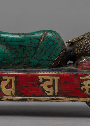 Sleeping Buddha Statue | Gemstones Embedded on Shakyamuni Buddha Sulpture