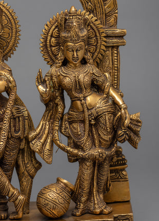 Traditional Radha And Krishna Gold Statue For Rituals | Hindu Deity Brass Figure