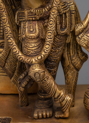 Traditional Radha And Krishna Gold Statue For Rituals | Hindu Deity Brass Figure