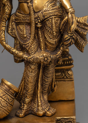 Traditional Radha And Krishna Gold Statue For Rituals | Hindu Deity Brass Figure