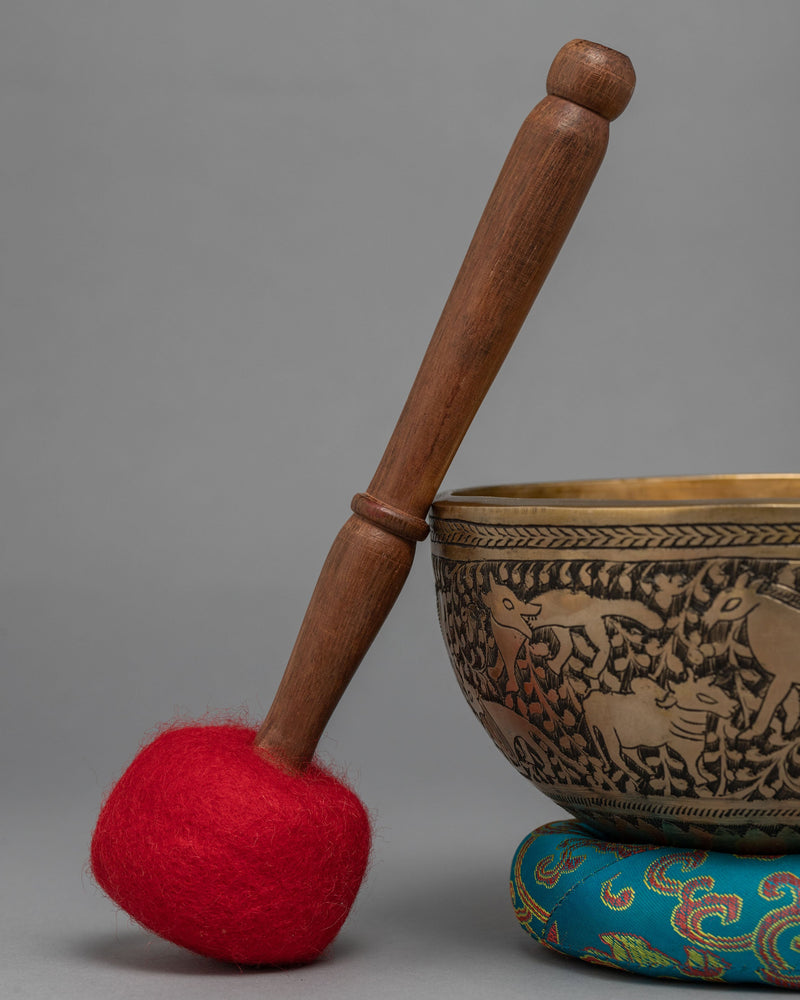 Carved Singing Bowl | Traditional Hand Hammered Bowl