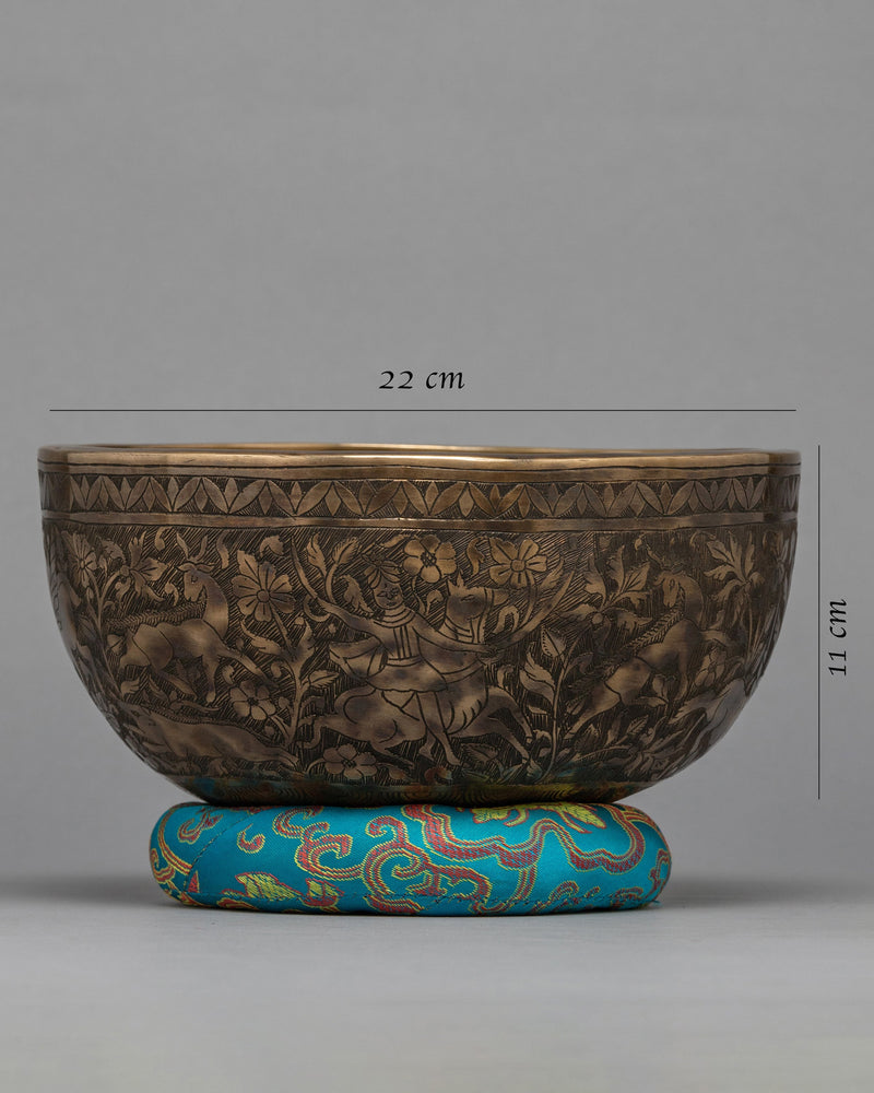 Antique Carving Singing Bowl | Himlayan Art Work | Sound Therapy