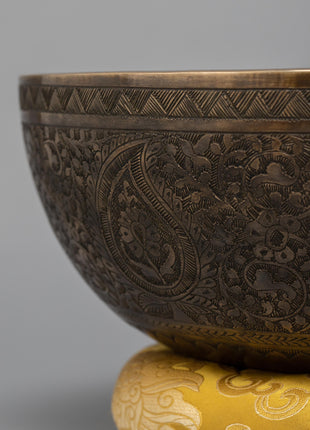 Buddhist Singing Bowl | Traditional Art | Antique Carved Bowl
