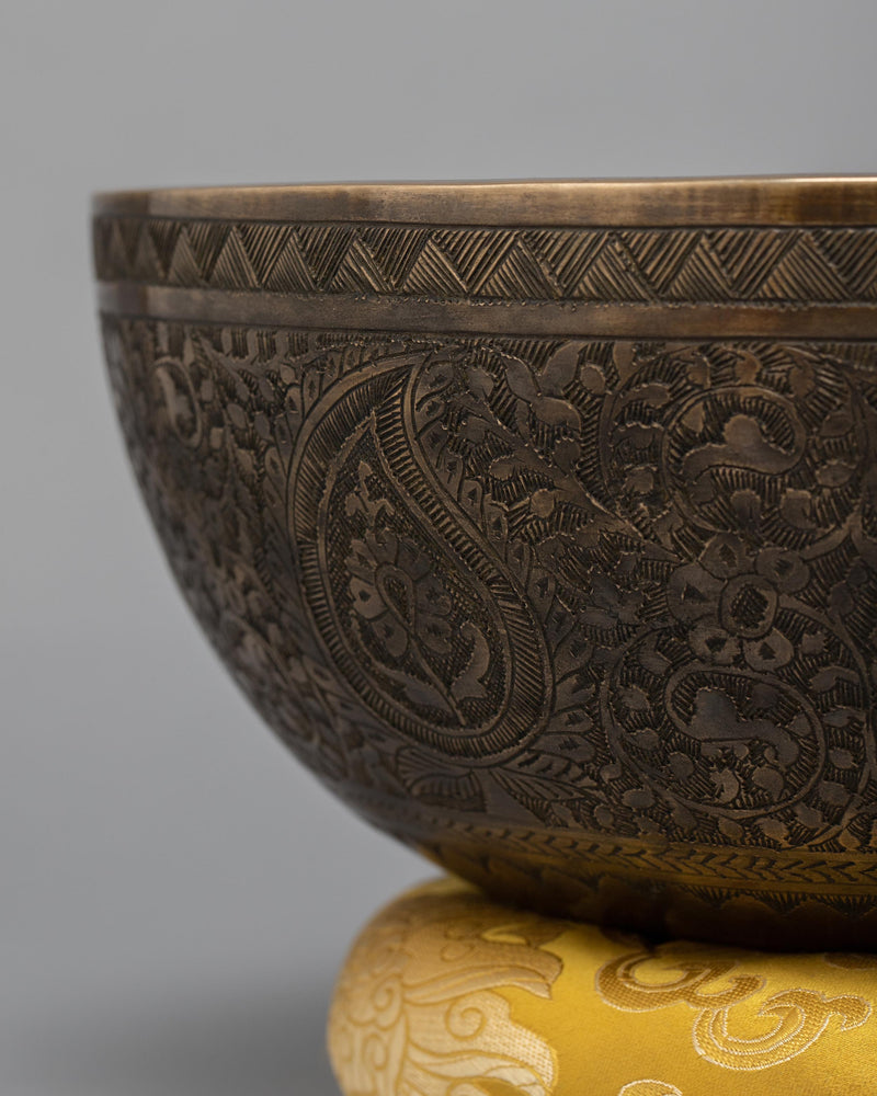Buddhist Singing Bowl | Traditional Art | Antique Carved Bowl