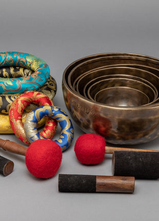 Tibetan Singing Bowl Set | Brass Moon Bowl Set