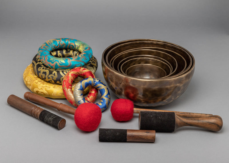 Tibetan Singing Bowl Set | Brass Moon Bowl Set