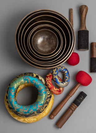 Tibetan Singing Bowl Set | Brass Moon Bowl Set