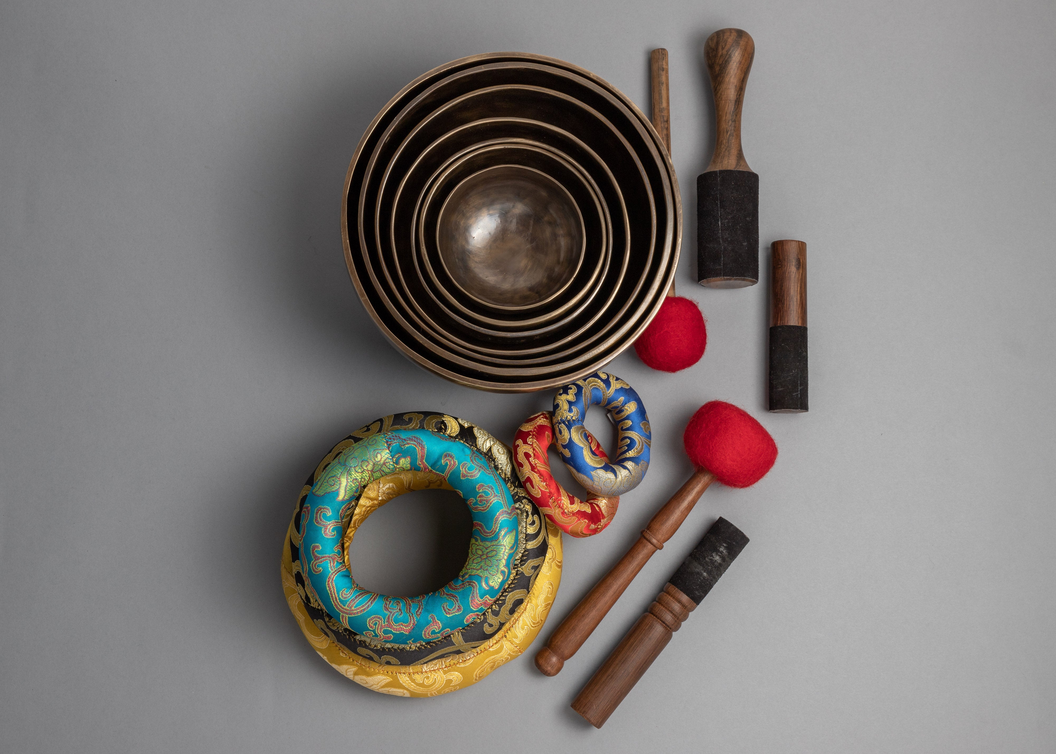 Tibetan Singing Bowl Set | Brass Moon Bowl Set