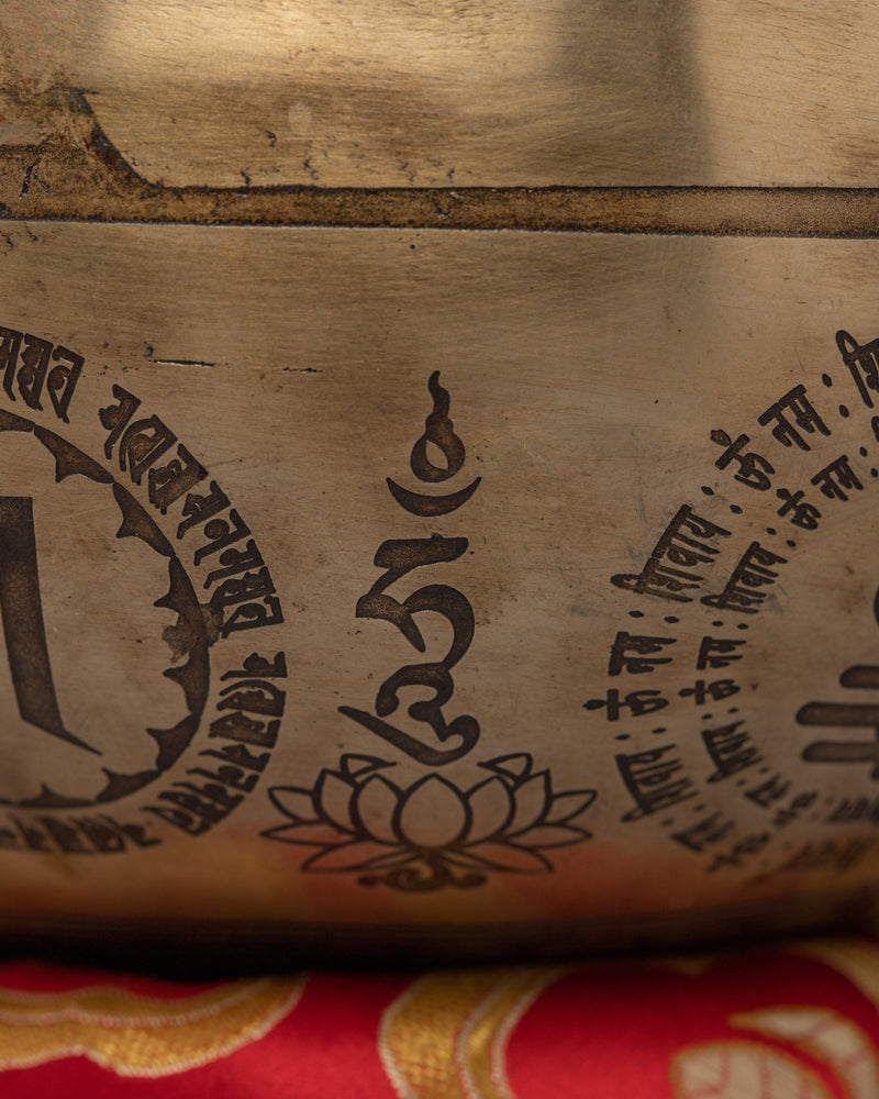 Handcrafted Brass Singing Bowl | Buddhist Art With Mantra Crafted