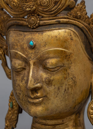 Large Buddha Head  | 24K Gold Plating with Antique Finishing