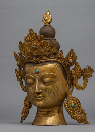 Large Buddha Head  | 24K Gold Plating with Antique Finishing
