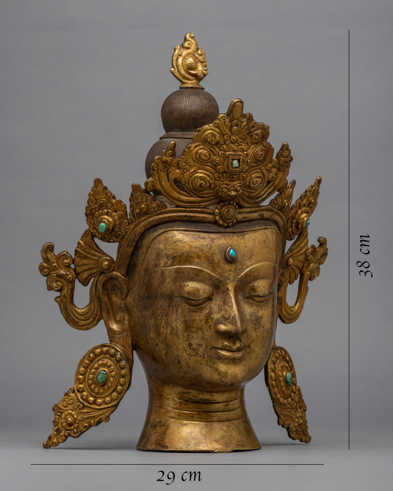 Large Buddha Head  | 24K Gold Plating with Antique Finishing