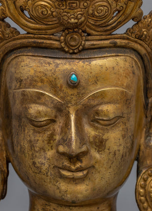 Large Buddha Head  | 24K Gold Plating with Antique Finishing