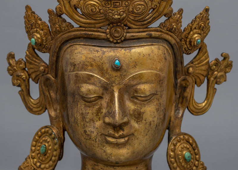 Large Buddha Head  | 24K Gold Plating with Antique Finishing