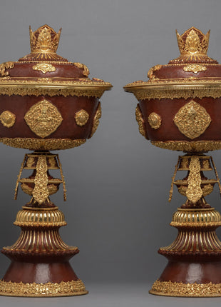 Tibetan Butter Lamp Set | Copper Lamp Set