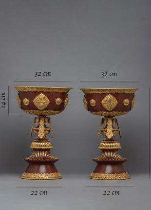 Tibetan Butter Lamp Set | Copper Lamp Set