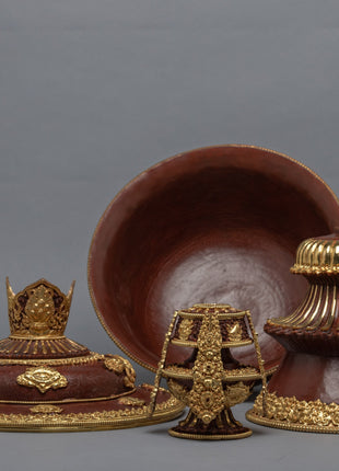 Tibetan Butter Lamp Set | Copper Lamp Set