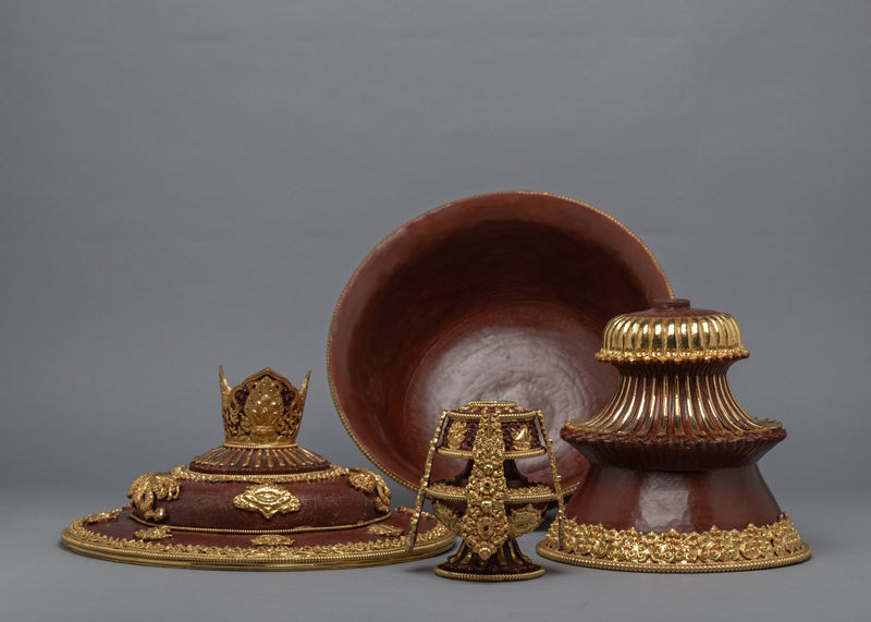 Tibetan Butter Lamp Set | Copper Lamp Set