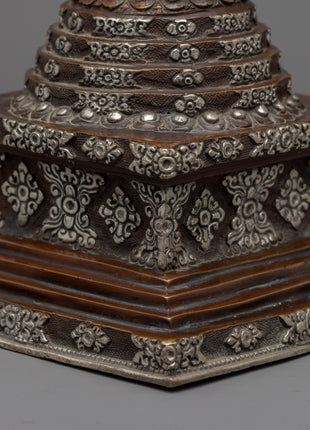 Tibetan Buddhist Stupa | Silver Plating