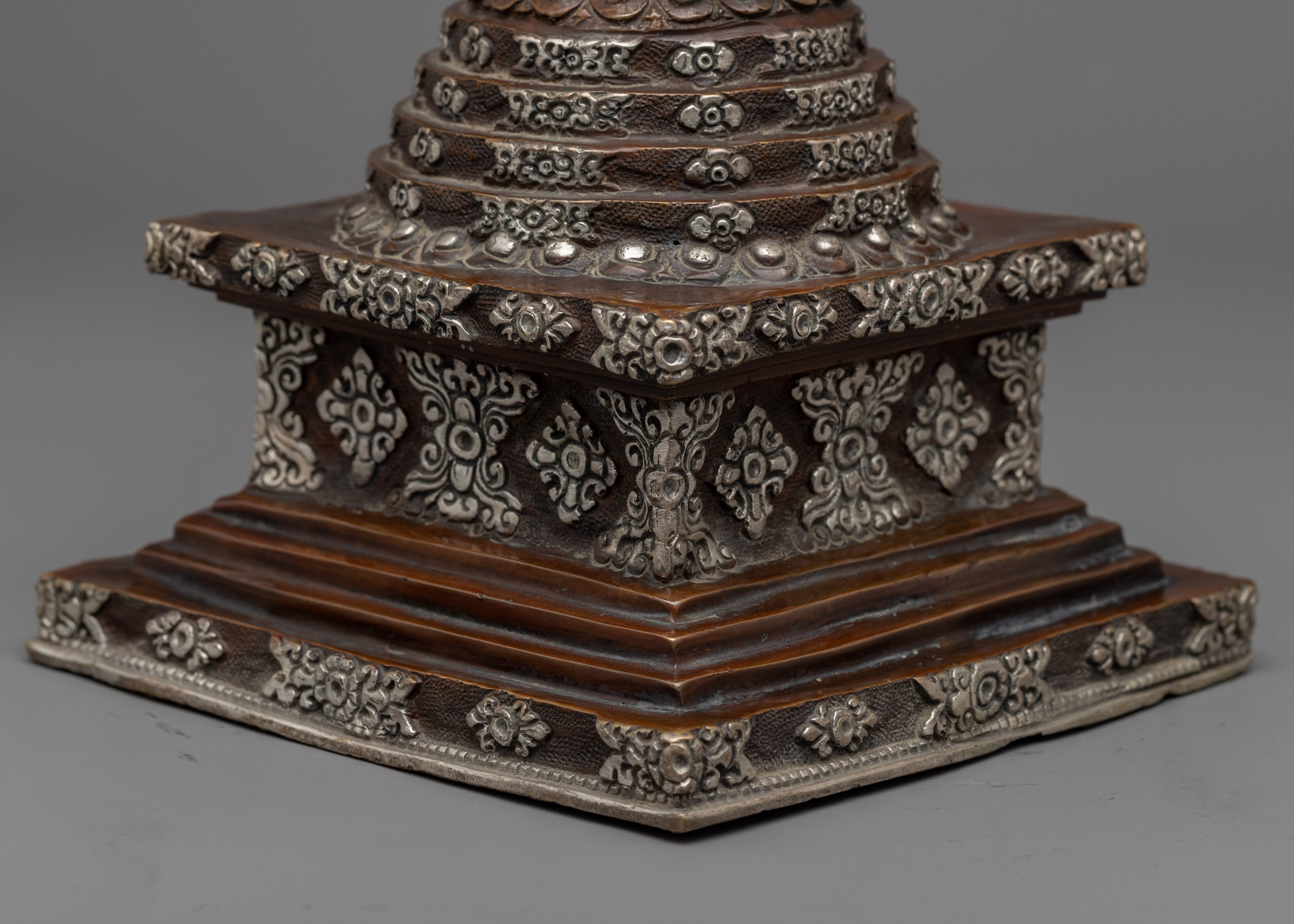Tibetan Buddhist Stupa | Silver Plating