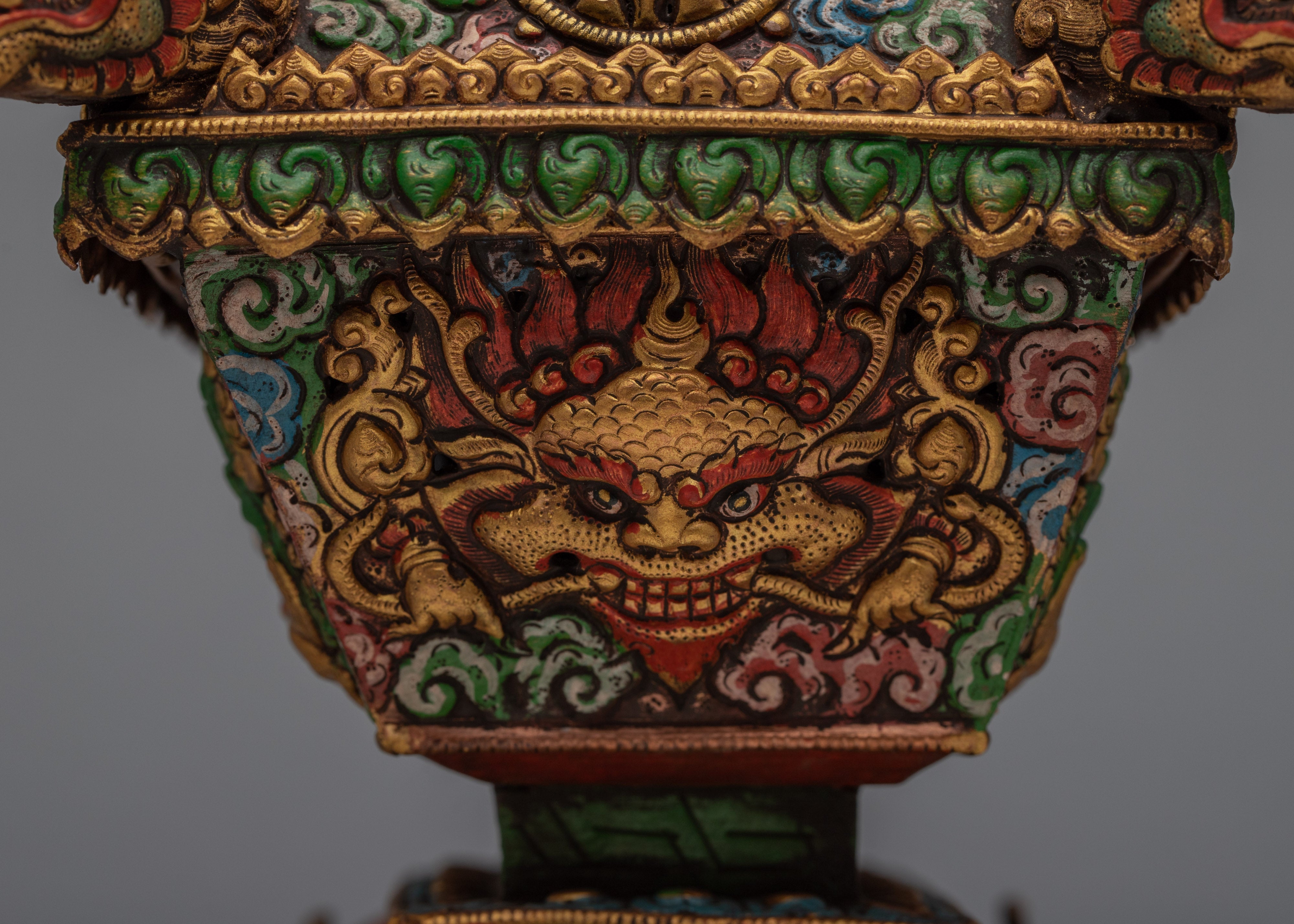 Buddhist Incence Burner |  24K Gold Plating
