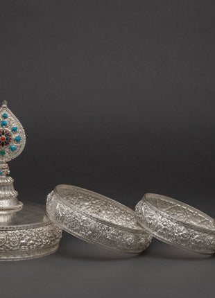 Silver Mandala | Traditional Rice-offering Set