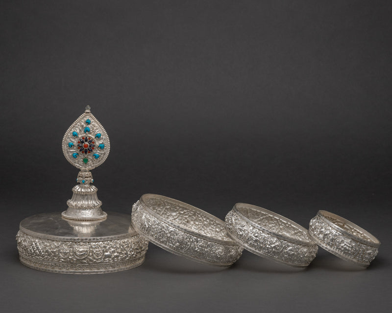 Silver Mandala | Traditional Rice-offering Set